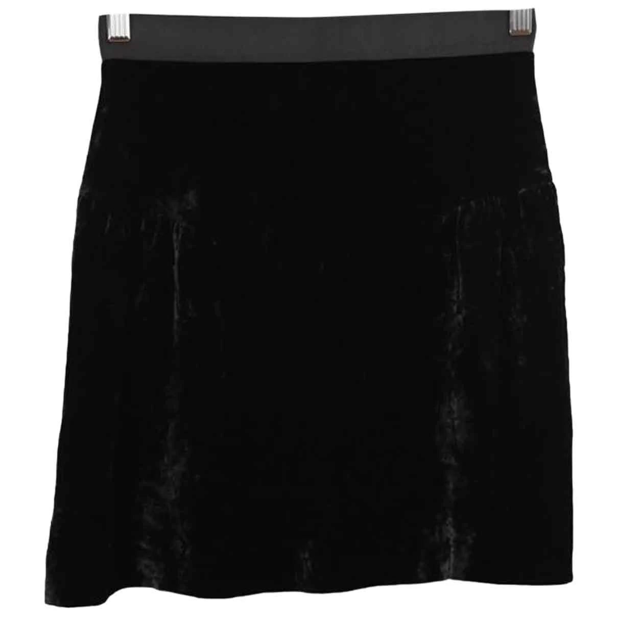 Pre-owned Claudie Pierlot Velvet Mini Skirt In Black