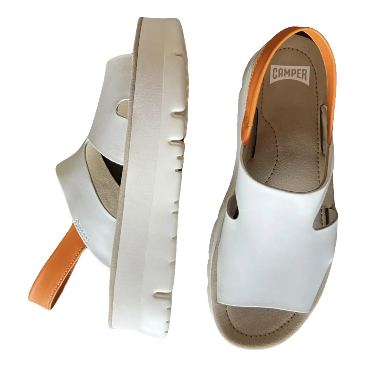 Pre-owned Camper Leather Sandals In White