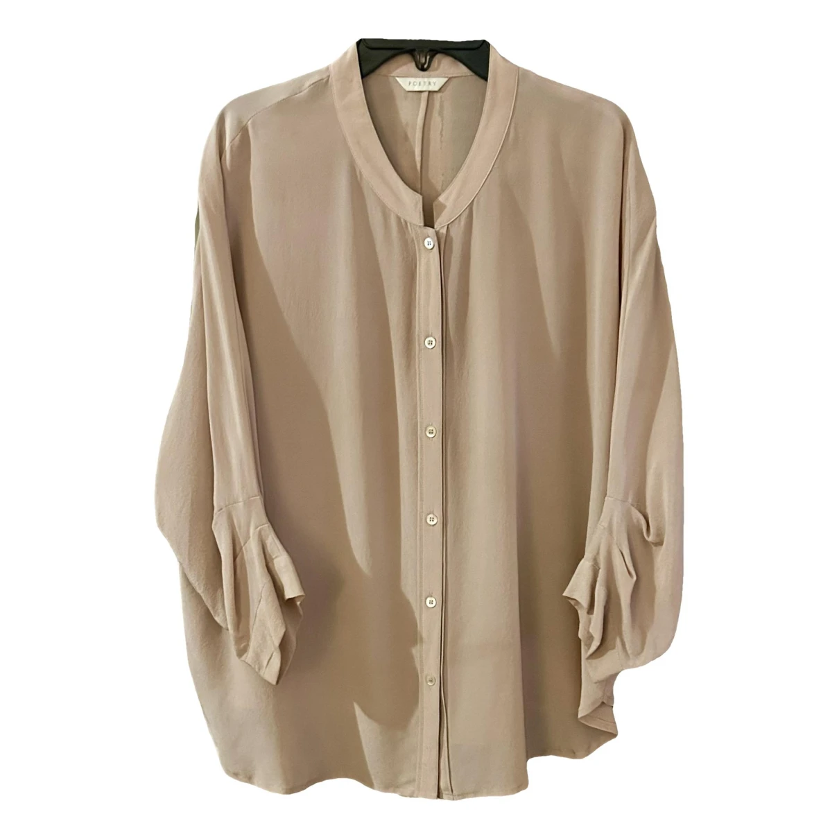 Pre-owned Theory Silk Blouse In Beige