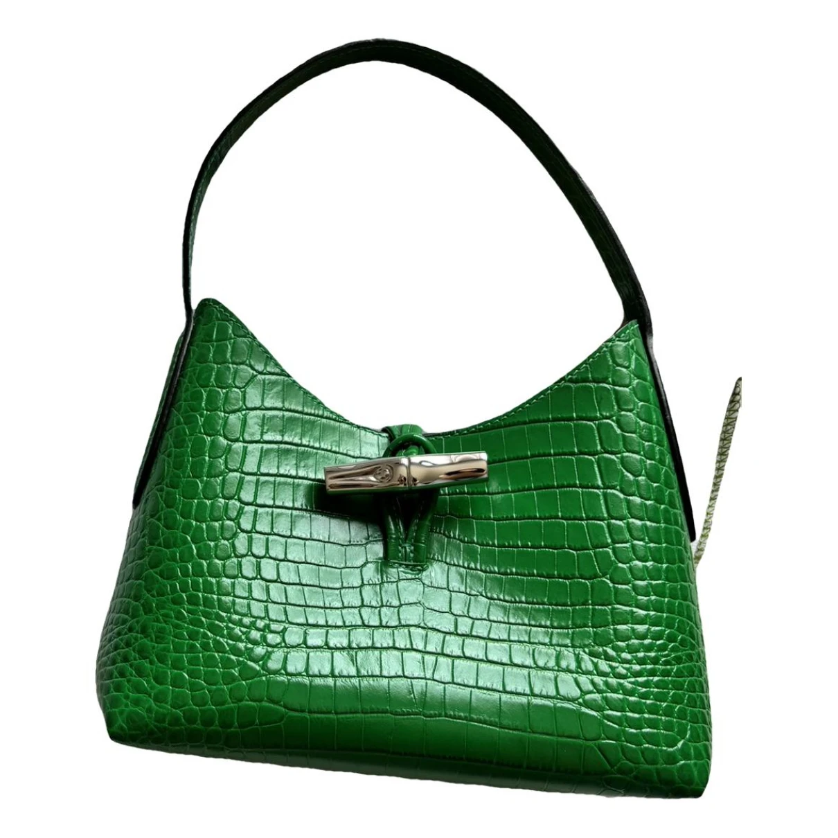 Pre-owned Longchamp Roseau Leather Handbag In Green