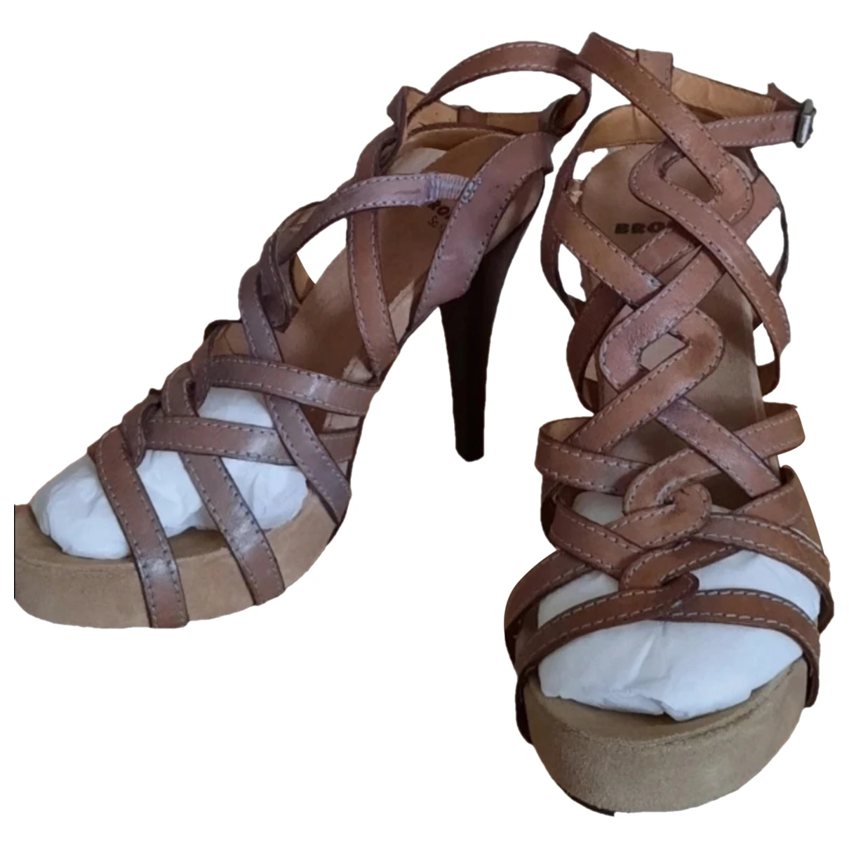 Pre-owned Bronx Leather Sandals In Brown