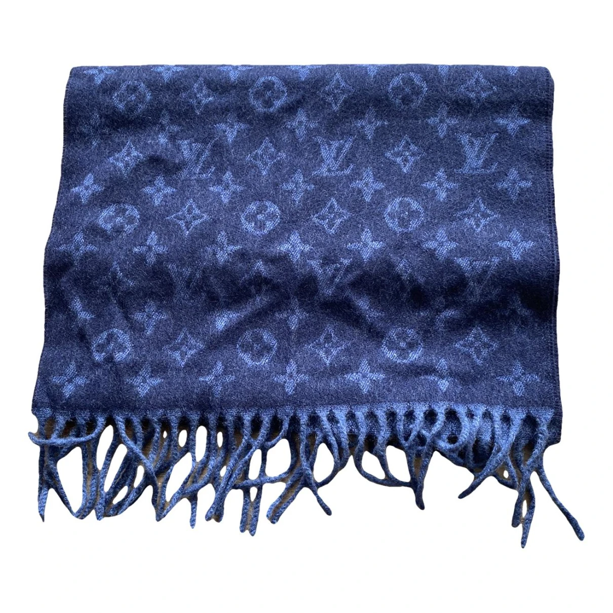 Pre-owned Louis Vuitton Cashmere Scarf & Pocket Square In Navy