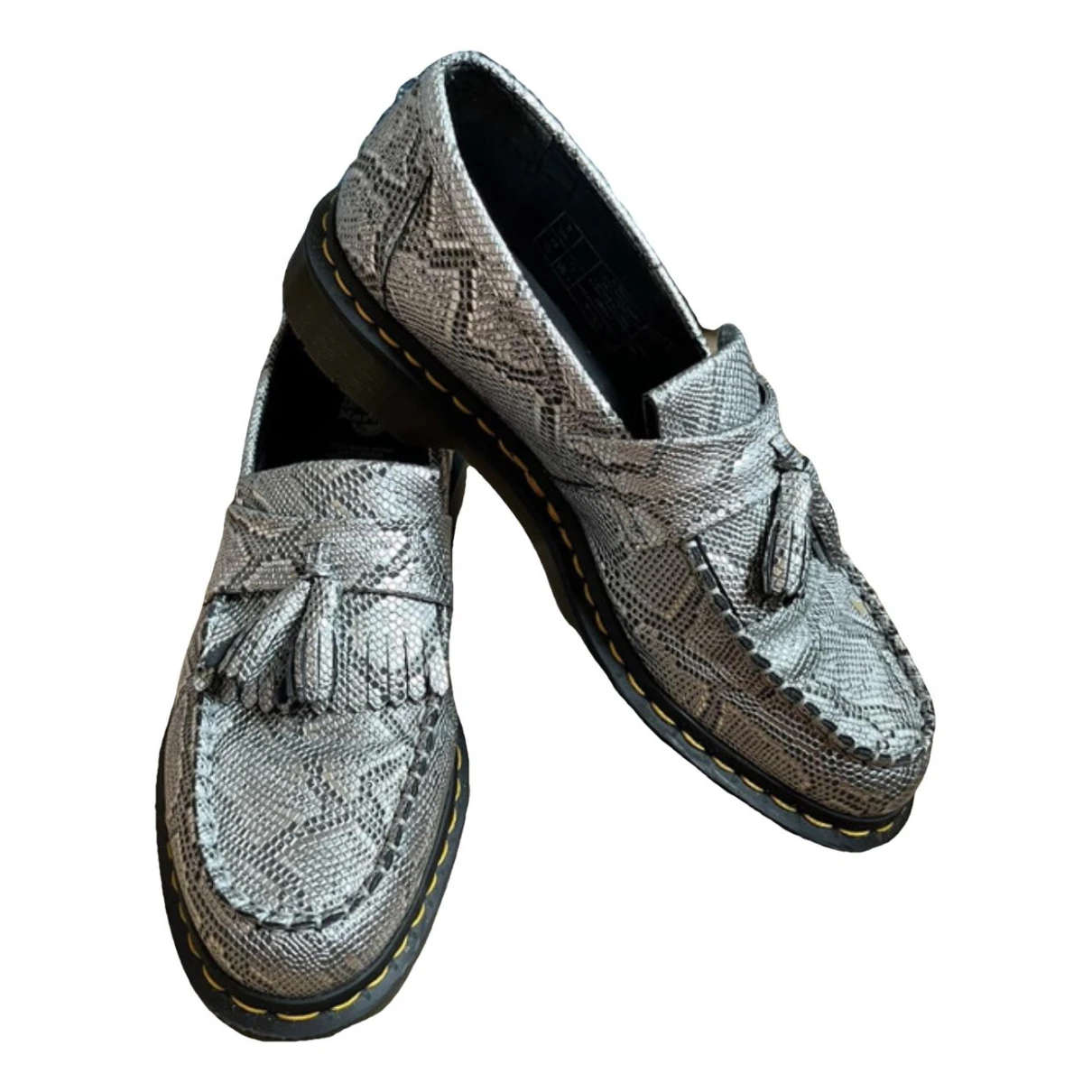 Pre-owned Dr. Martens' Adrian Vegan Leather Flats In Silver