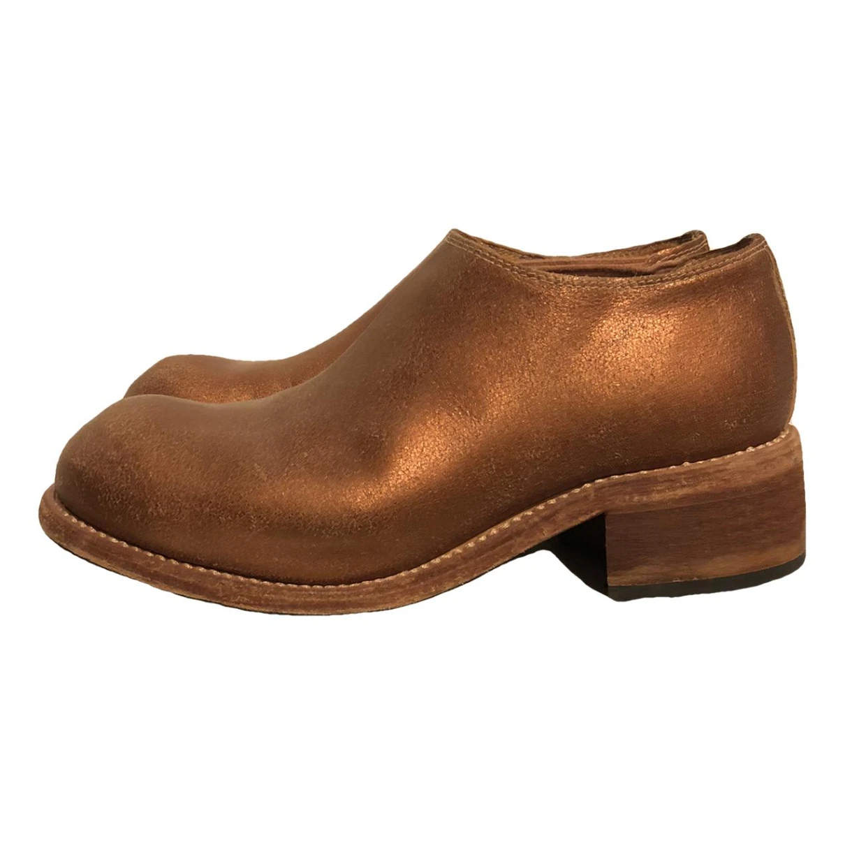 Pre-owned Guidi Leather Mules & Clogs In Gold