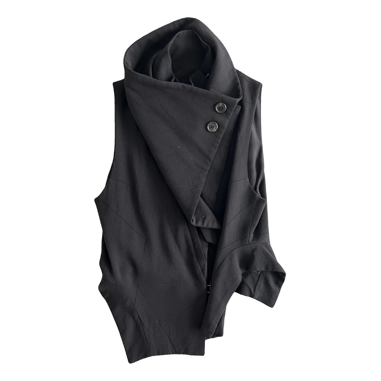 Pre-owned Ann Demeulemeester Wool Short Vest In Black