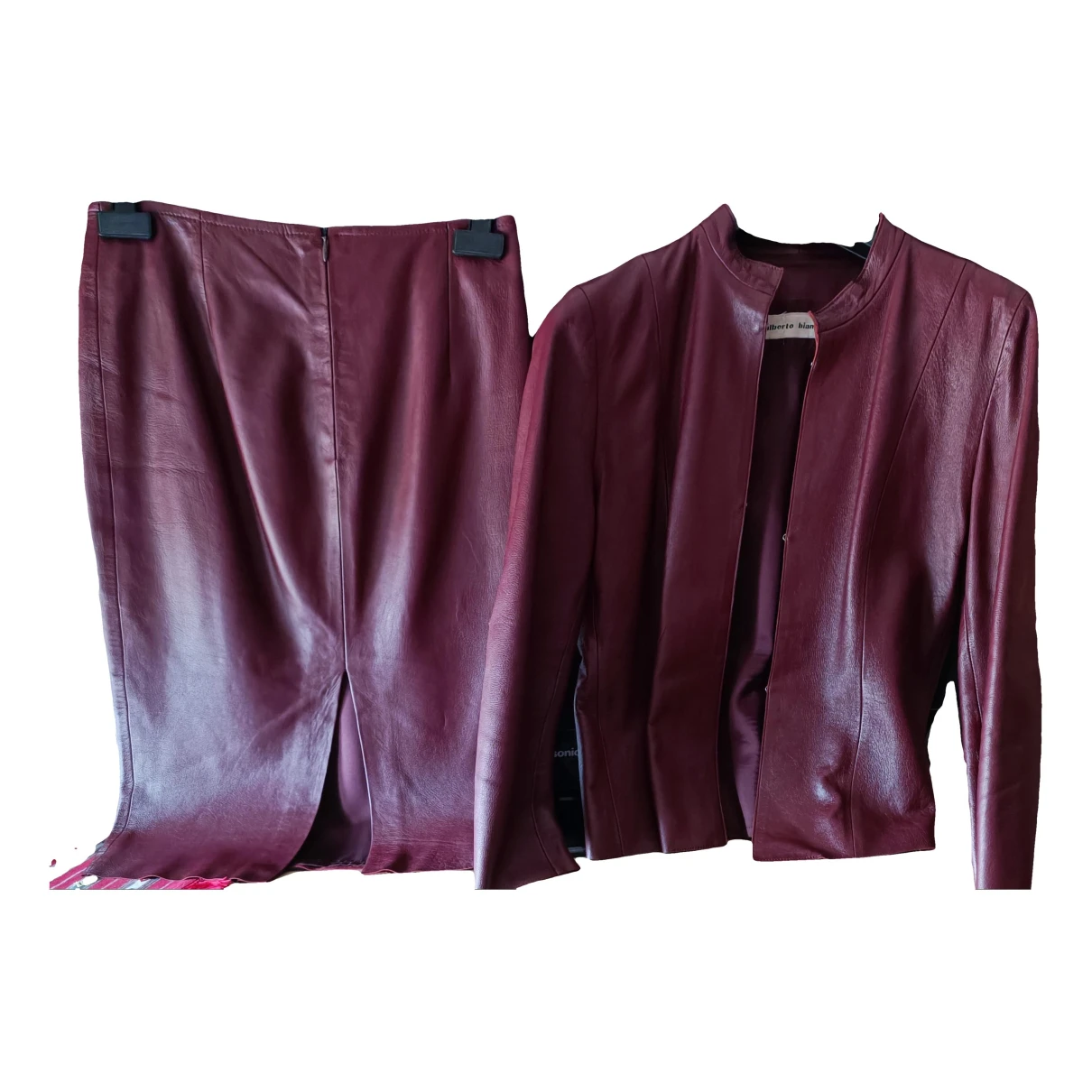 Pre-owned Alberto Biani Leather Mid-length Dress In Burgundy