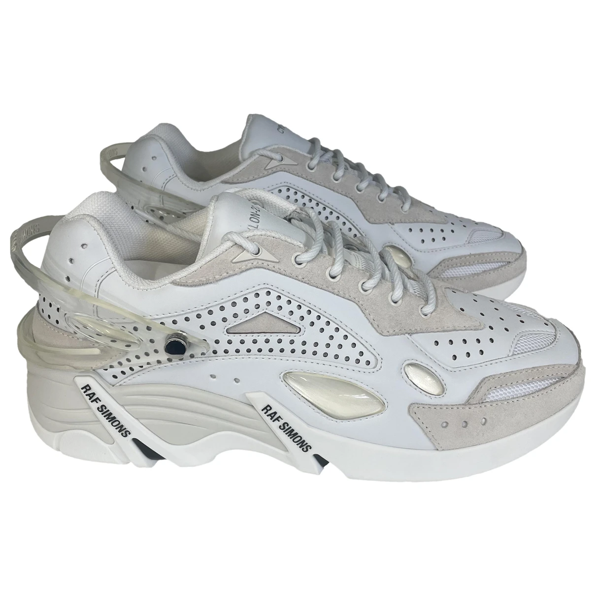 Pre-owned Raf Simons Leather Low Trainers In White