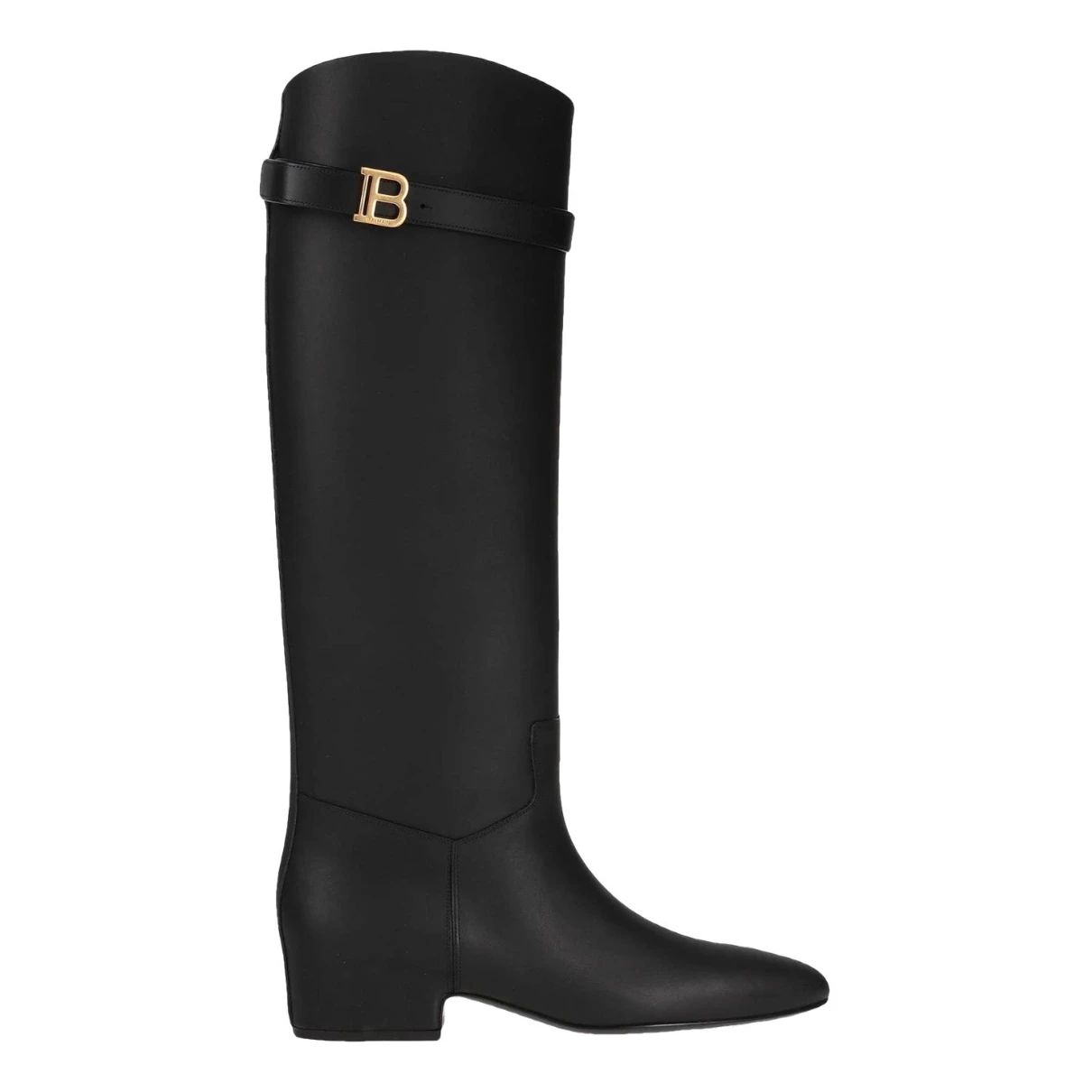 Pre-owned Balmain Leather Riding Boots In Black