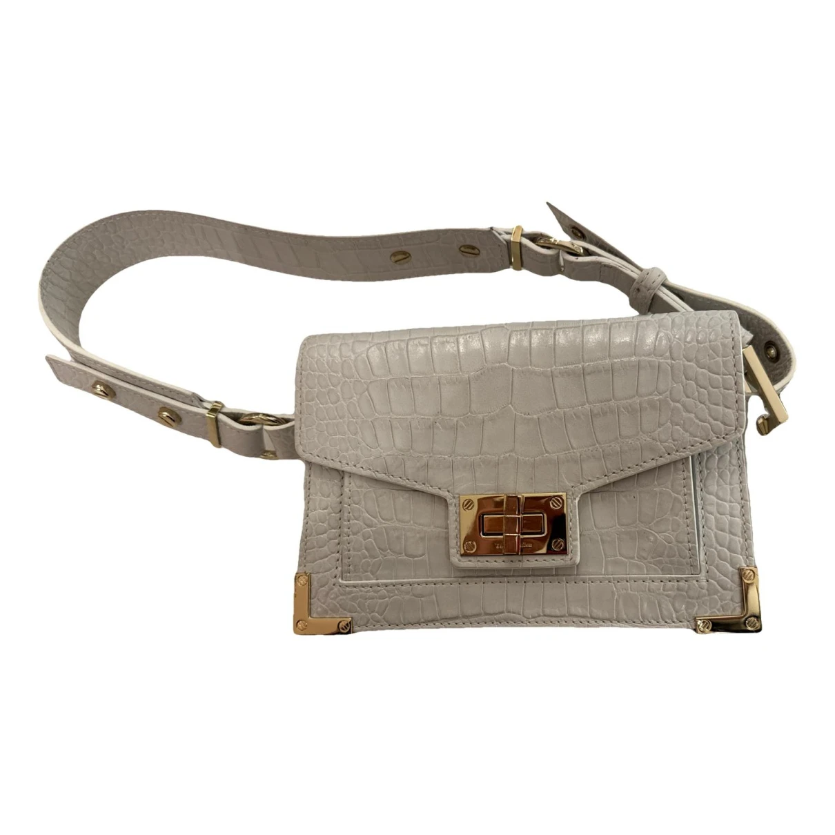 Pre-owned The Kooples Leather Clutch Bag In White