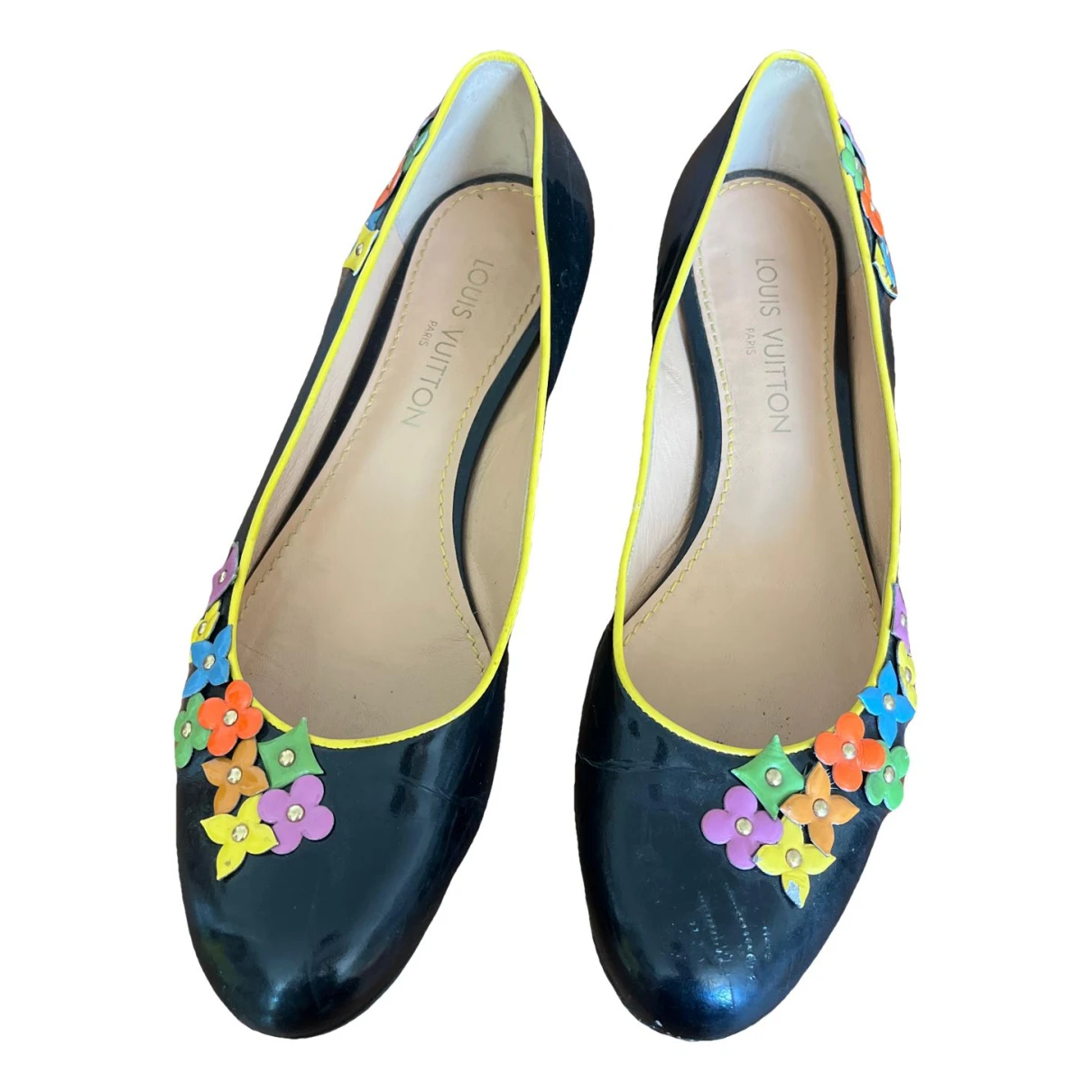 Pre-owned Louis Vuitton Patent Leather Ballet Flats In Multicolour