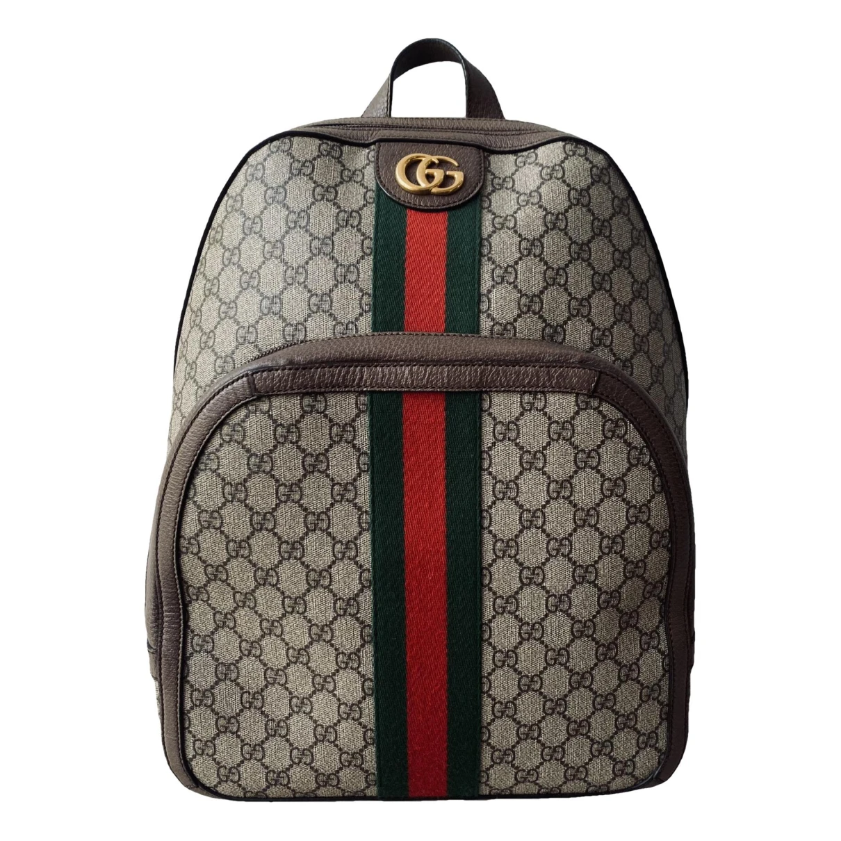 Pre-owned Gucci Ophidia Leather Backpack In Brown