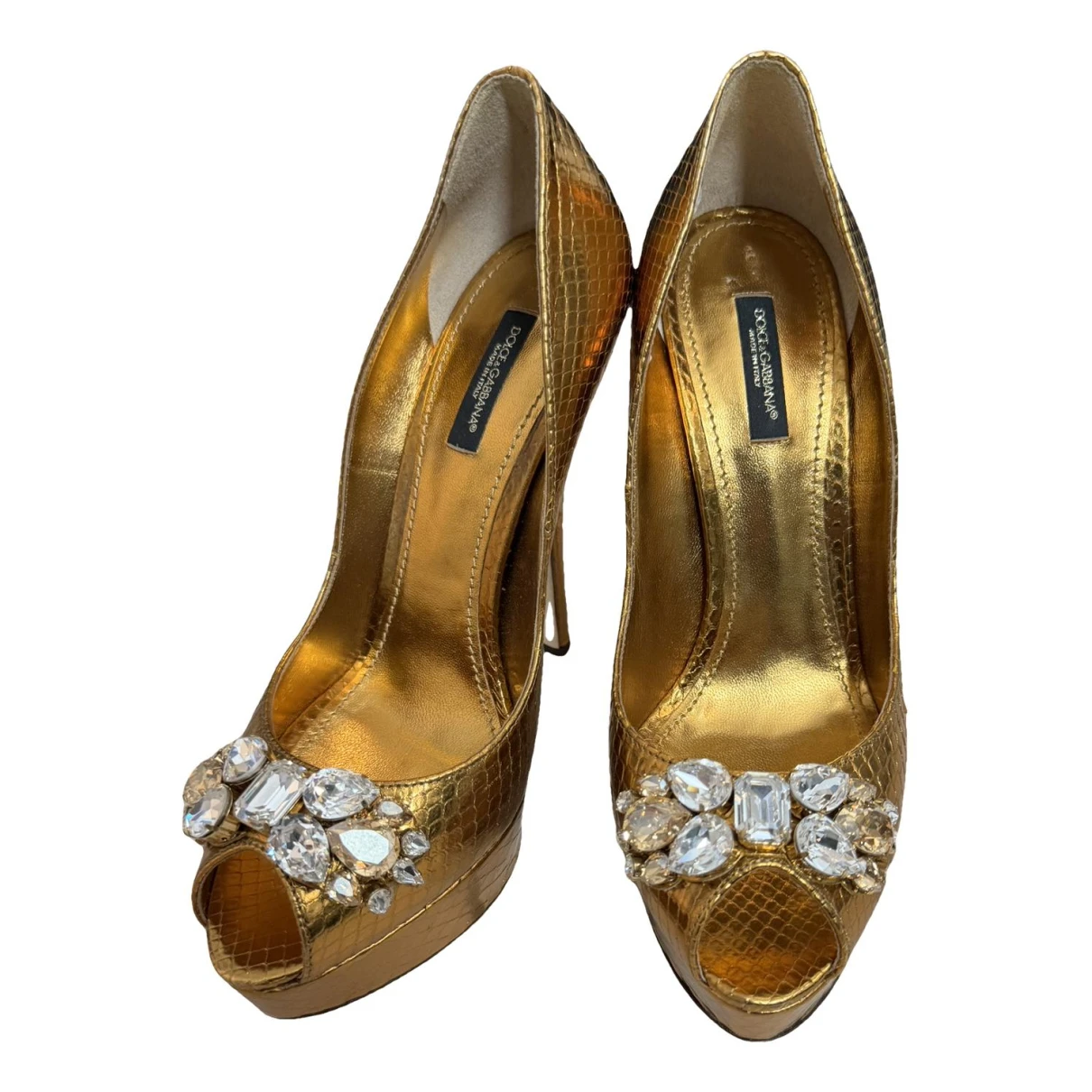 Pre-owned Dolce & Gabbana Leather Heels In Gold
