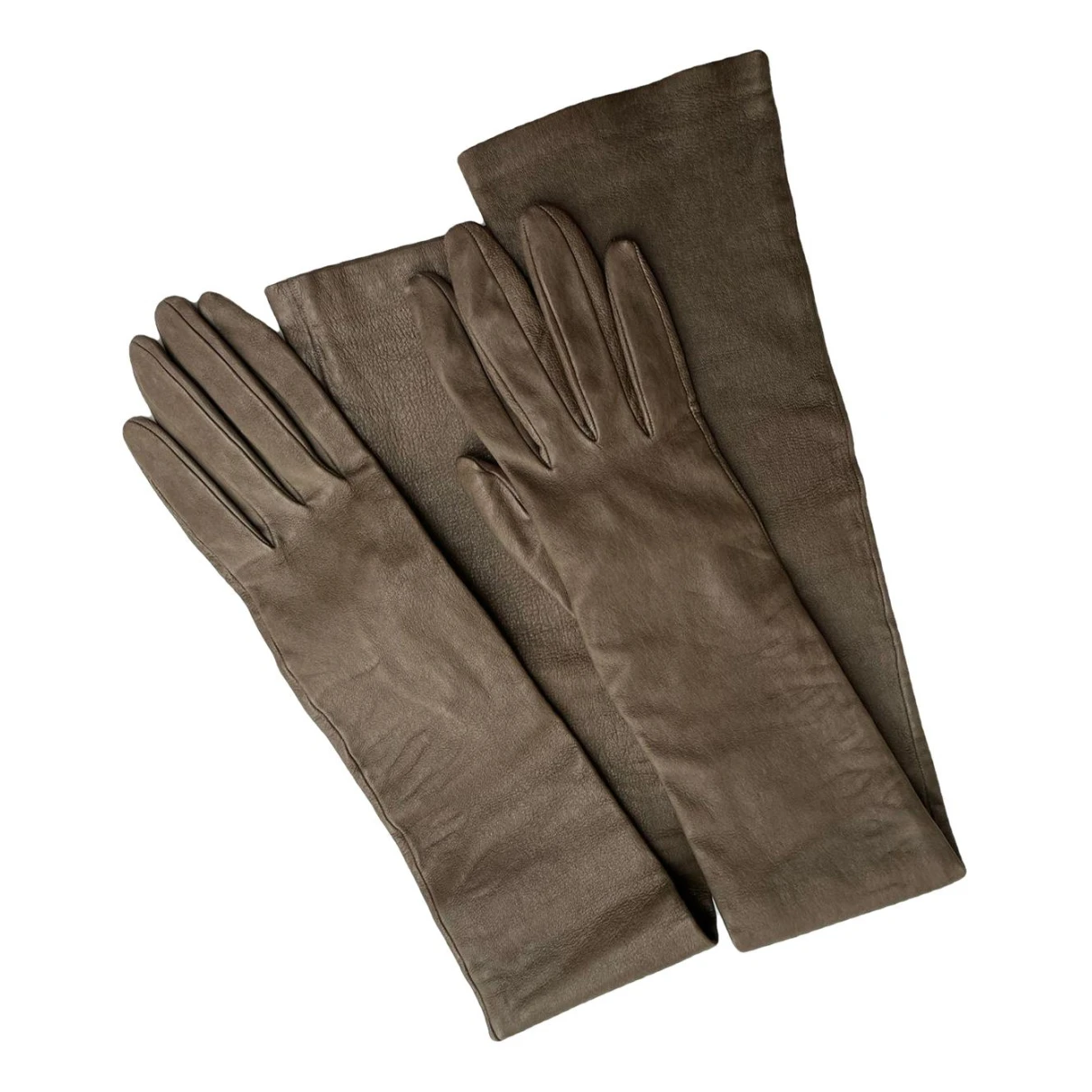 Pre-owned Bally Leather Long Gloves In Grey