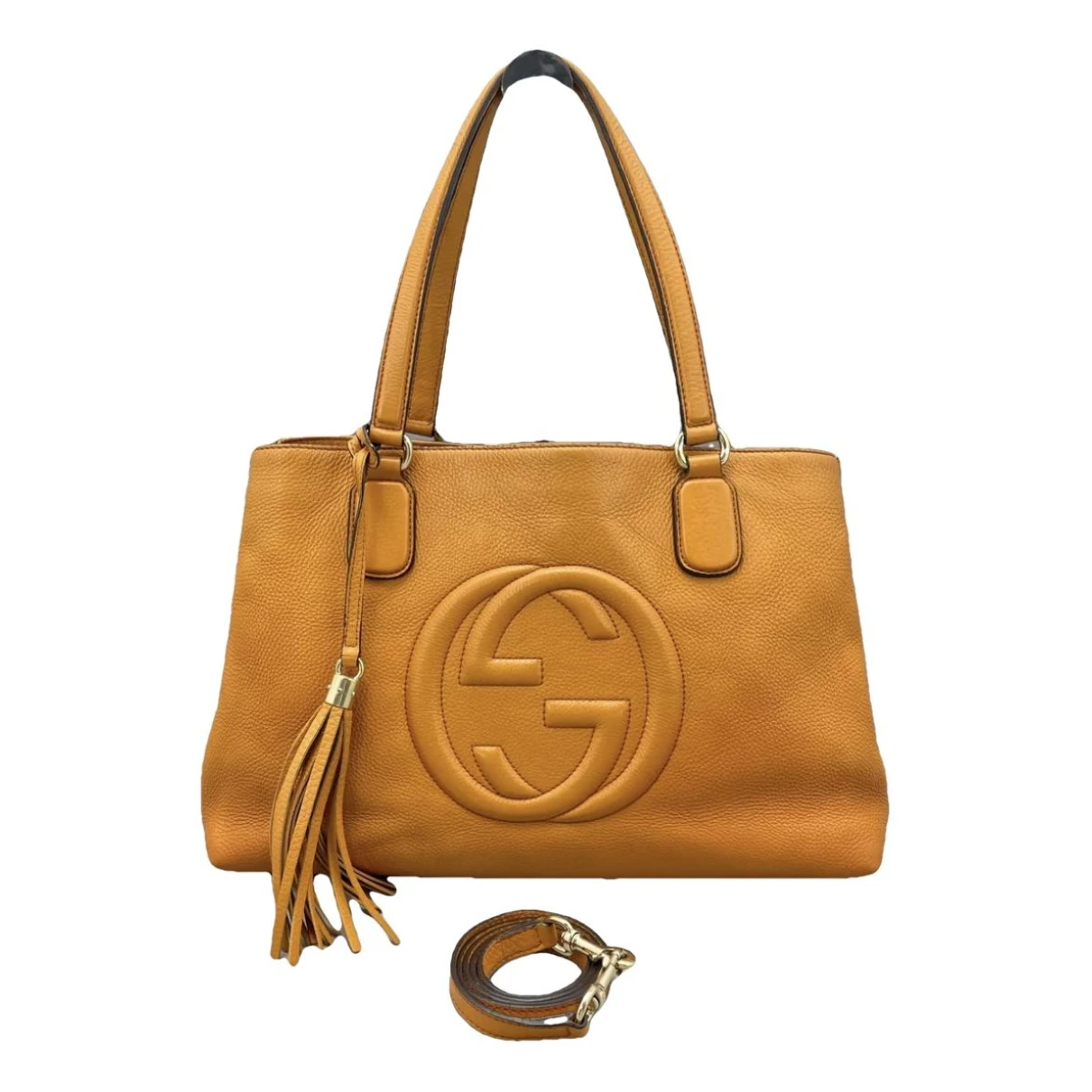 Pre-owned Gucci Soho Zip Leather Handbag In Orange