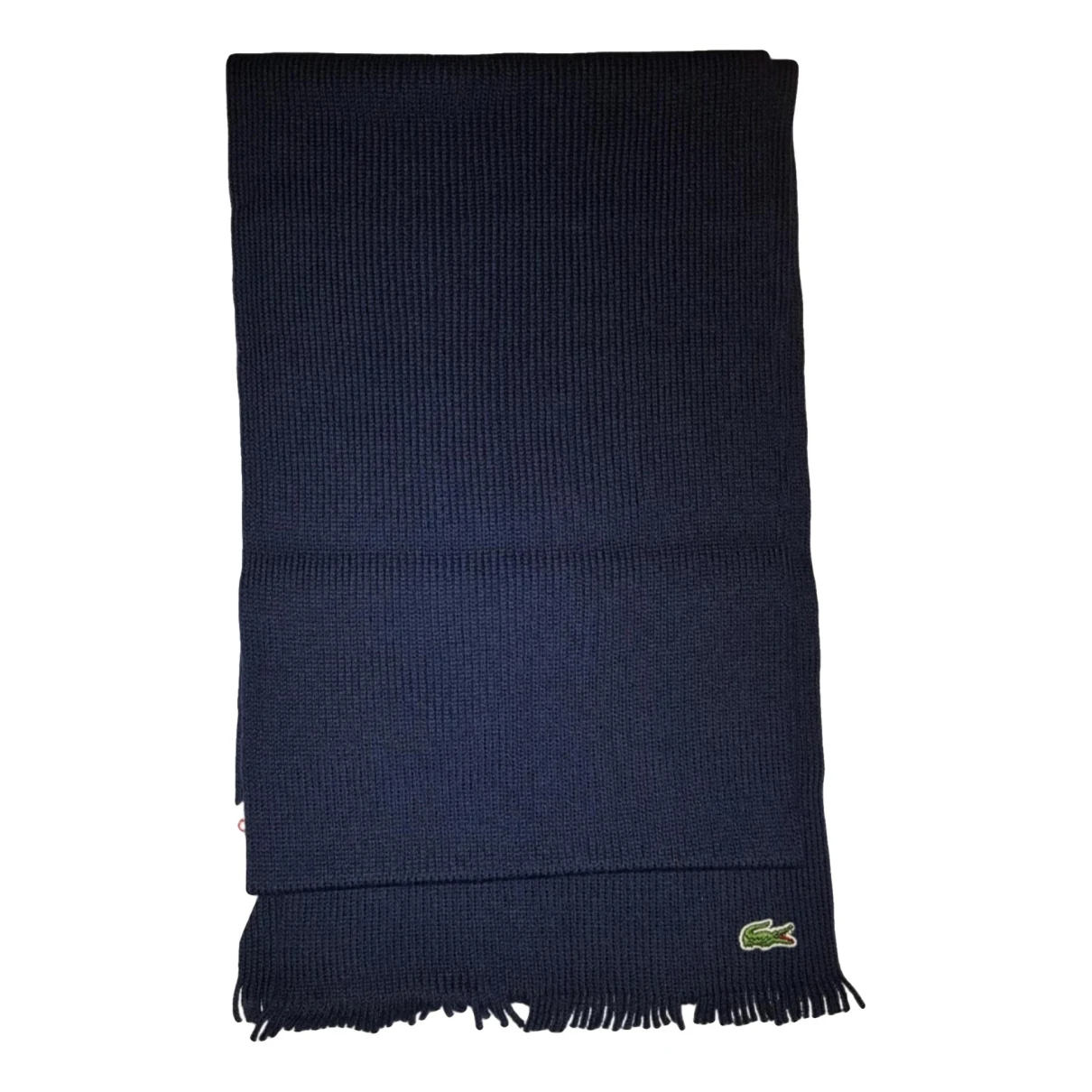 Pre-owned Lacoste Wool Scarf & Pocket Square In Navy