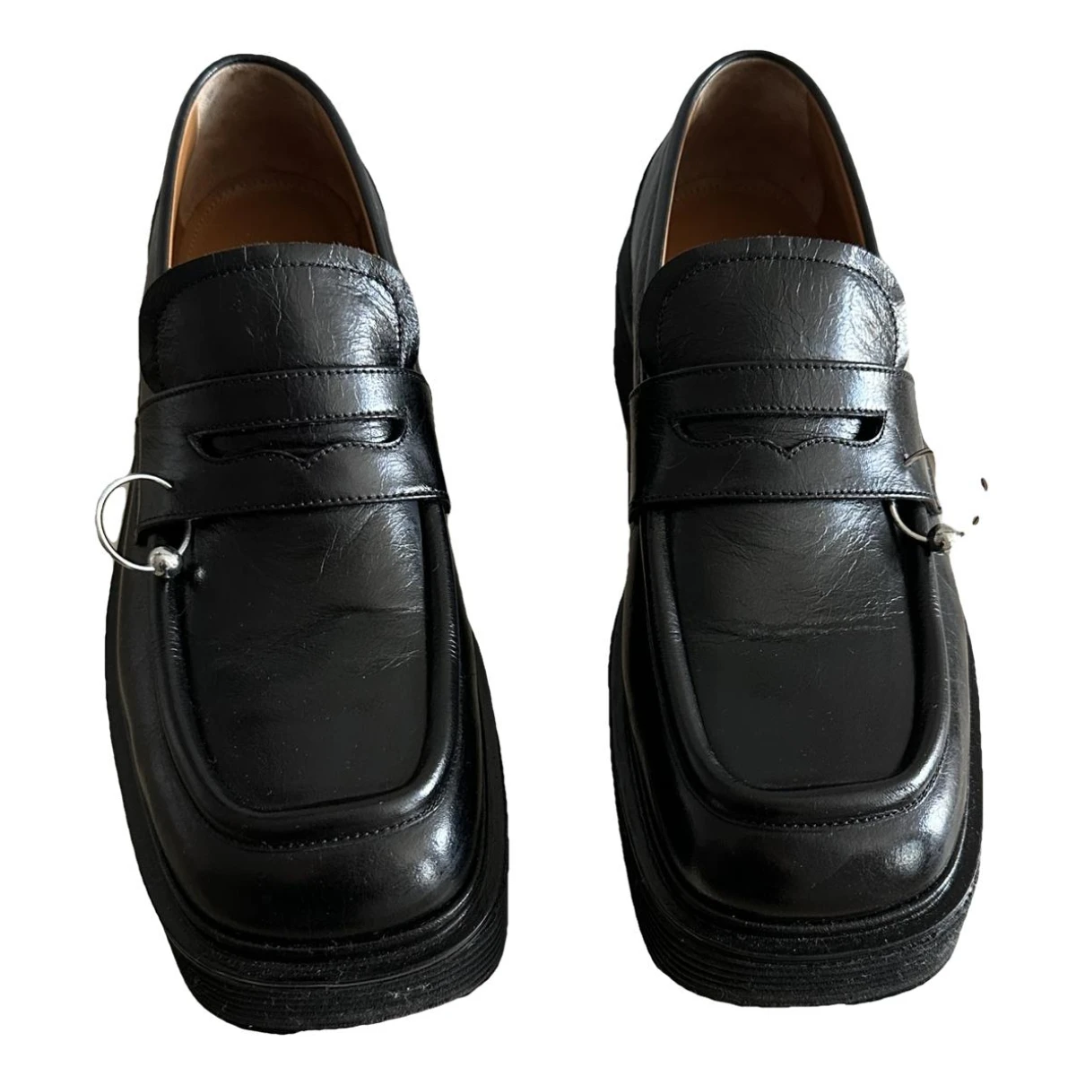 Pre-owned Marni Leather Flats In Black