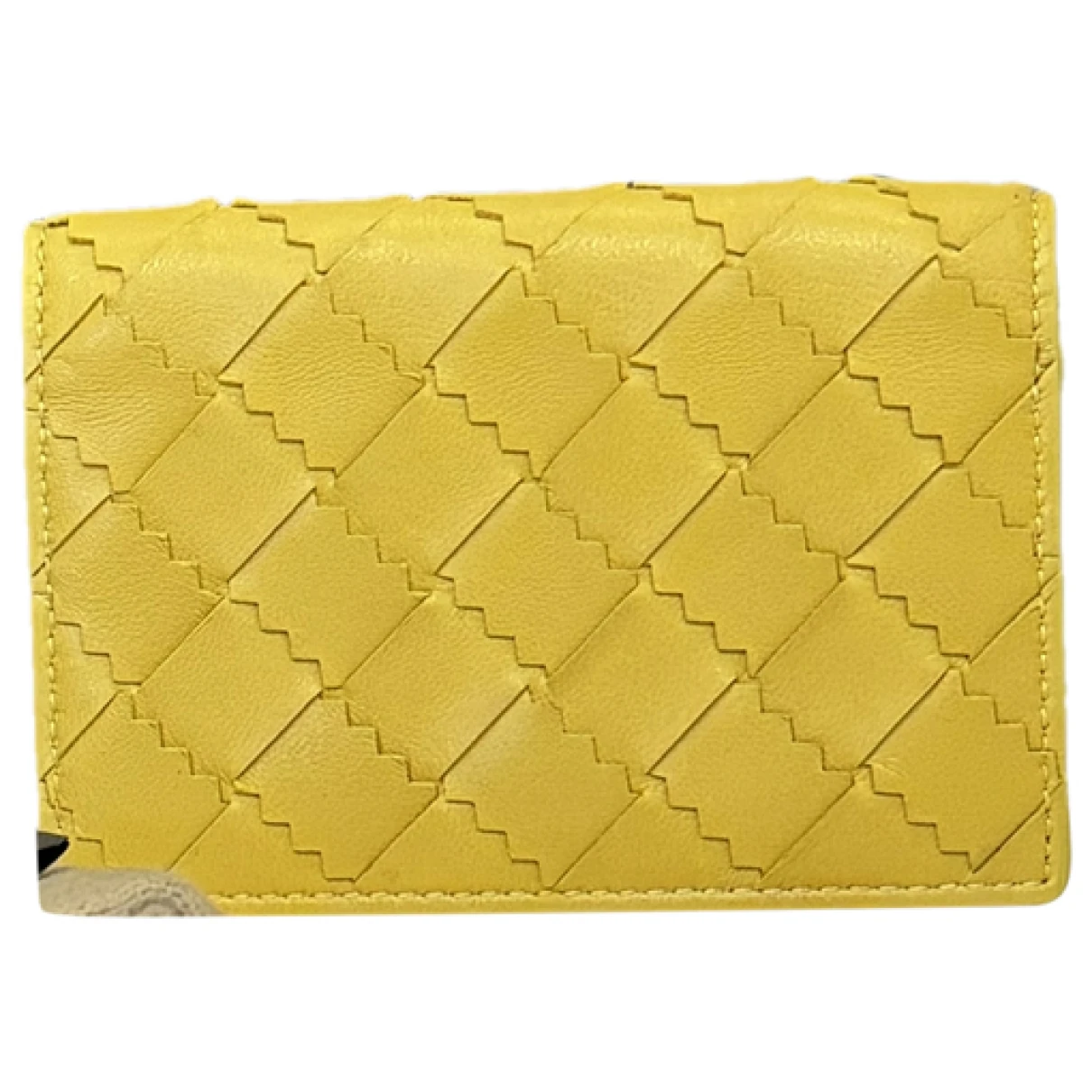 Pre-owned Bottega Veneta Intrecciato Leather Wallet In Gold