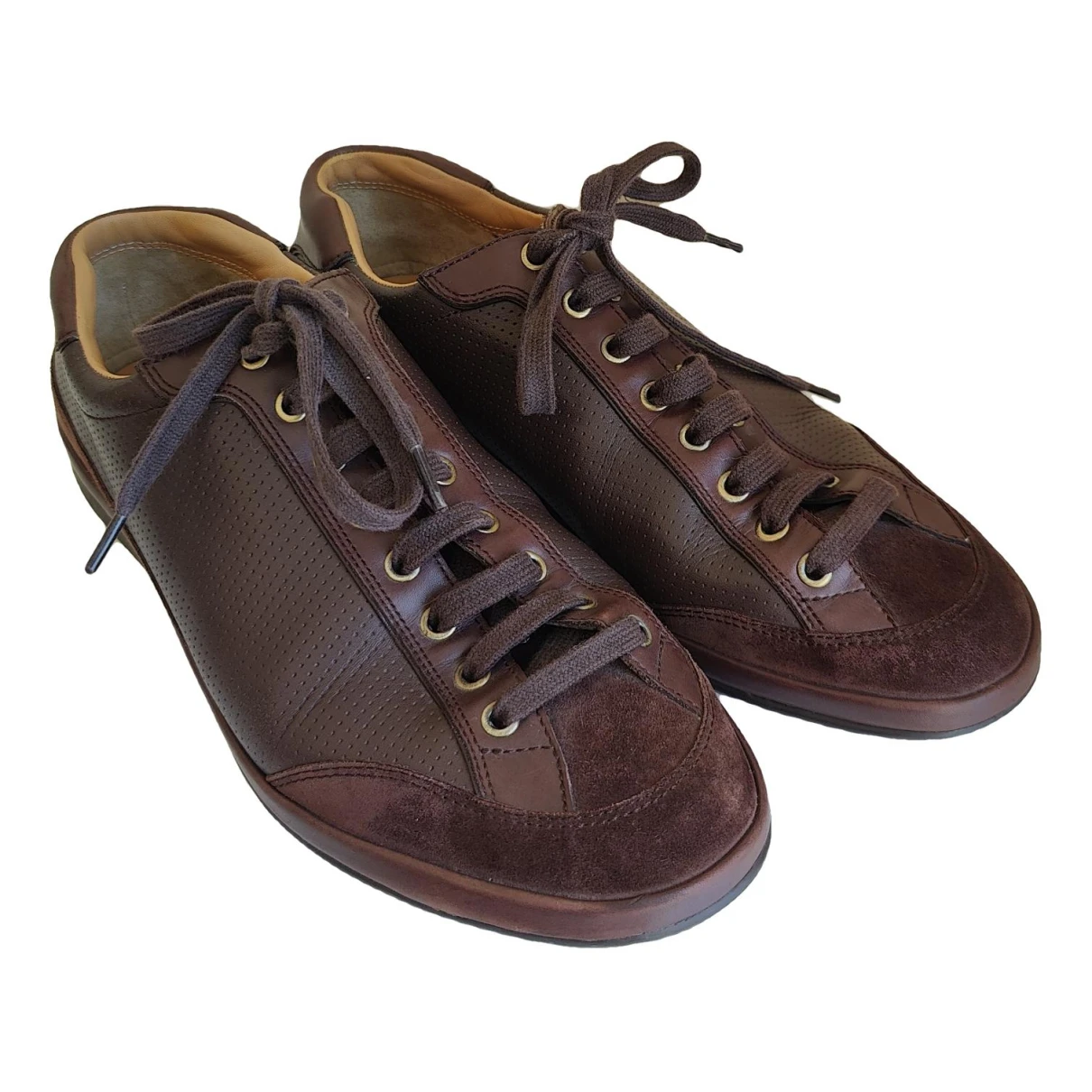 Pre-owned Bally Leather Low Trainers In Brown