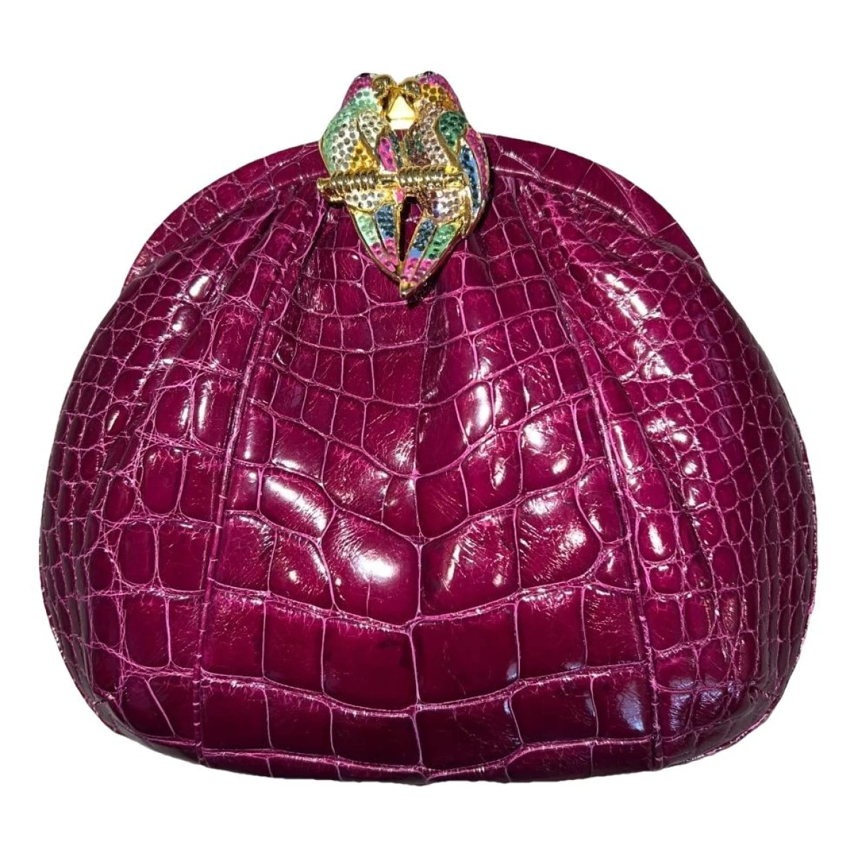 Pre-owned Judith Leiber Alligator Clutch Bag In Purple