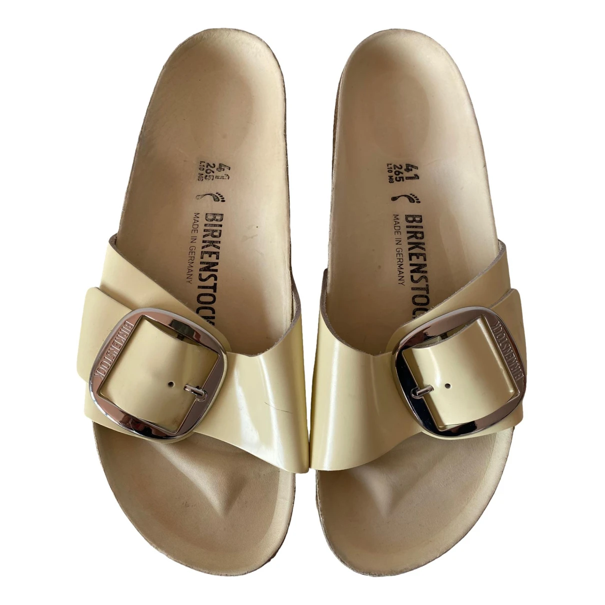 Pre-owned Birkenstock Patent Leather Sandals In Beige