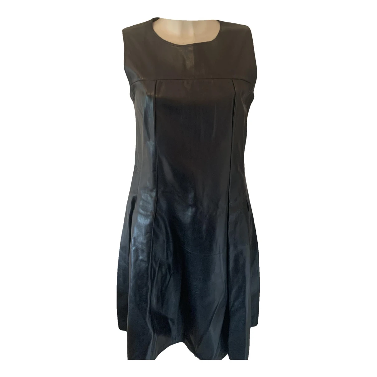Pre-owned Jil Sander Leather Mid-length Dress In Black