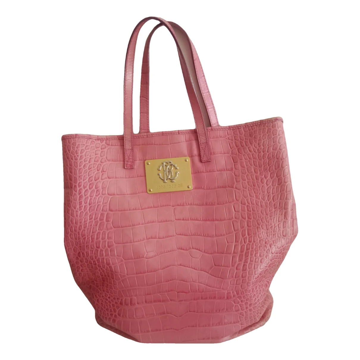 Pre-owned Roberto Cavalli Leather Tote In Pink