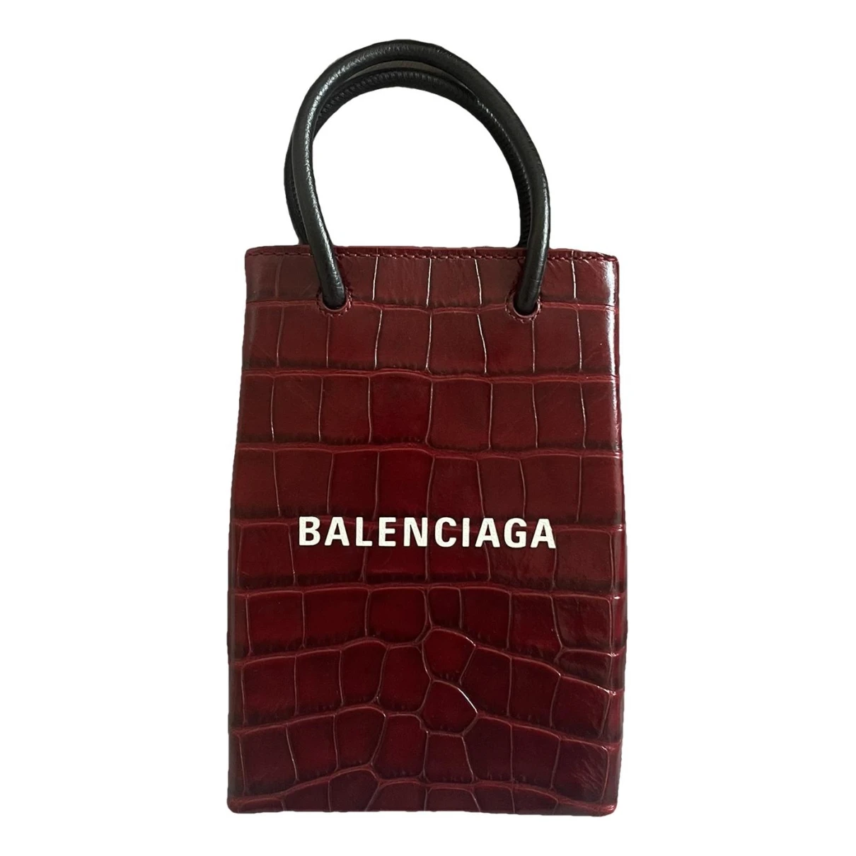 Pre-owned Balenciaga Leather Clutch Bag In Burgundy