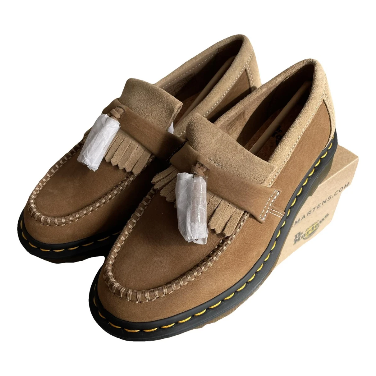 Pre-owned Dr. Martens' Adrian Leather Flats In Camel