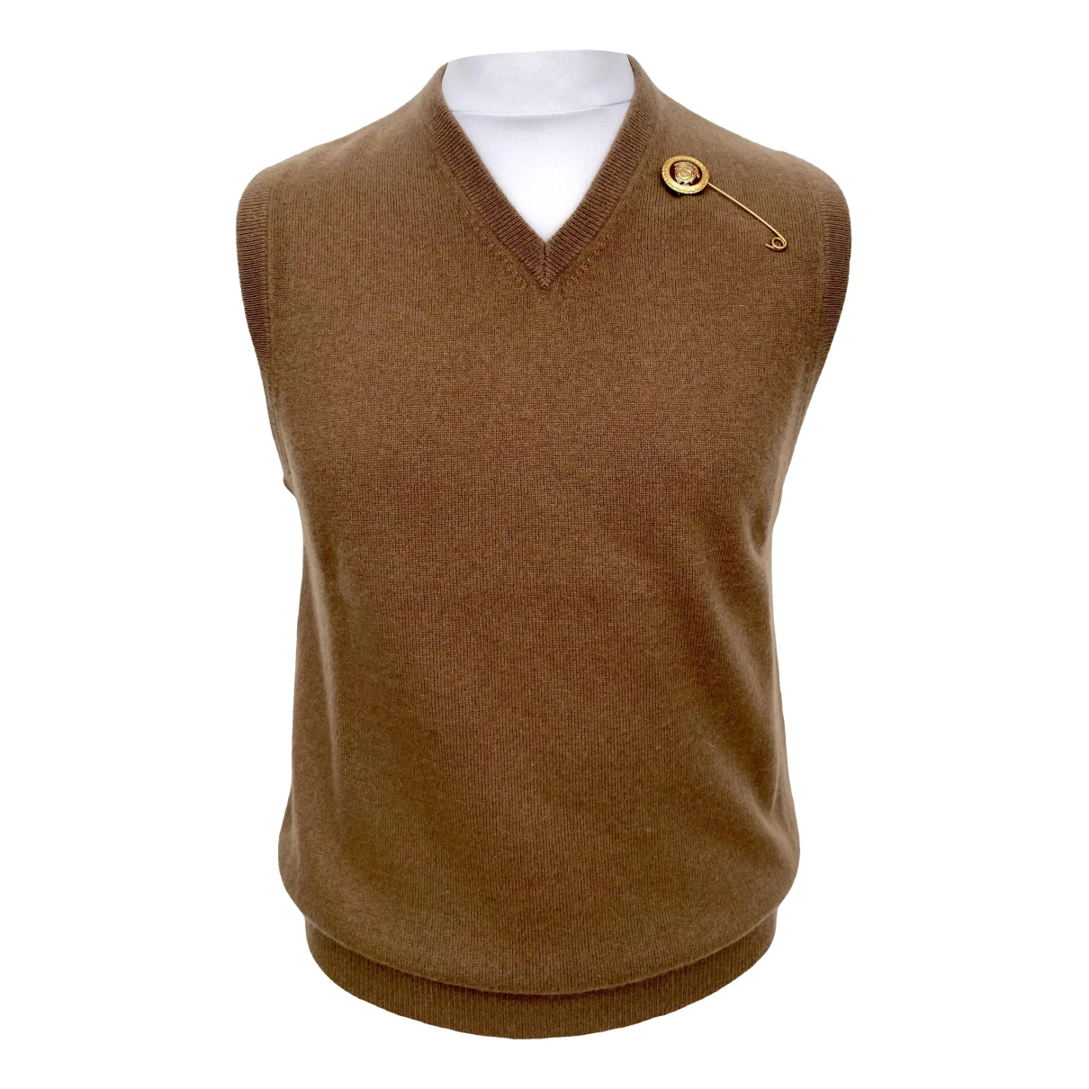 Pre-owned Versace Cashmere Vest In Camel