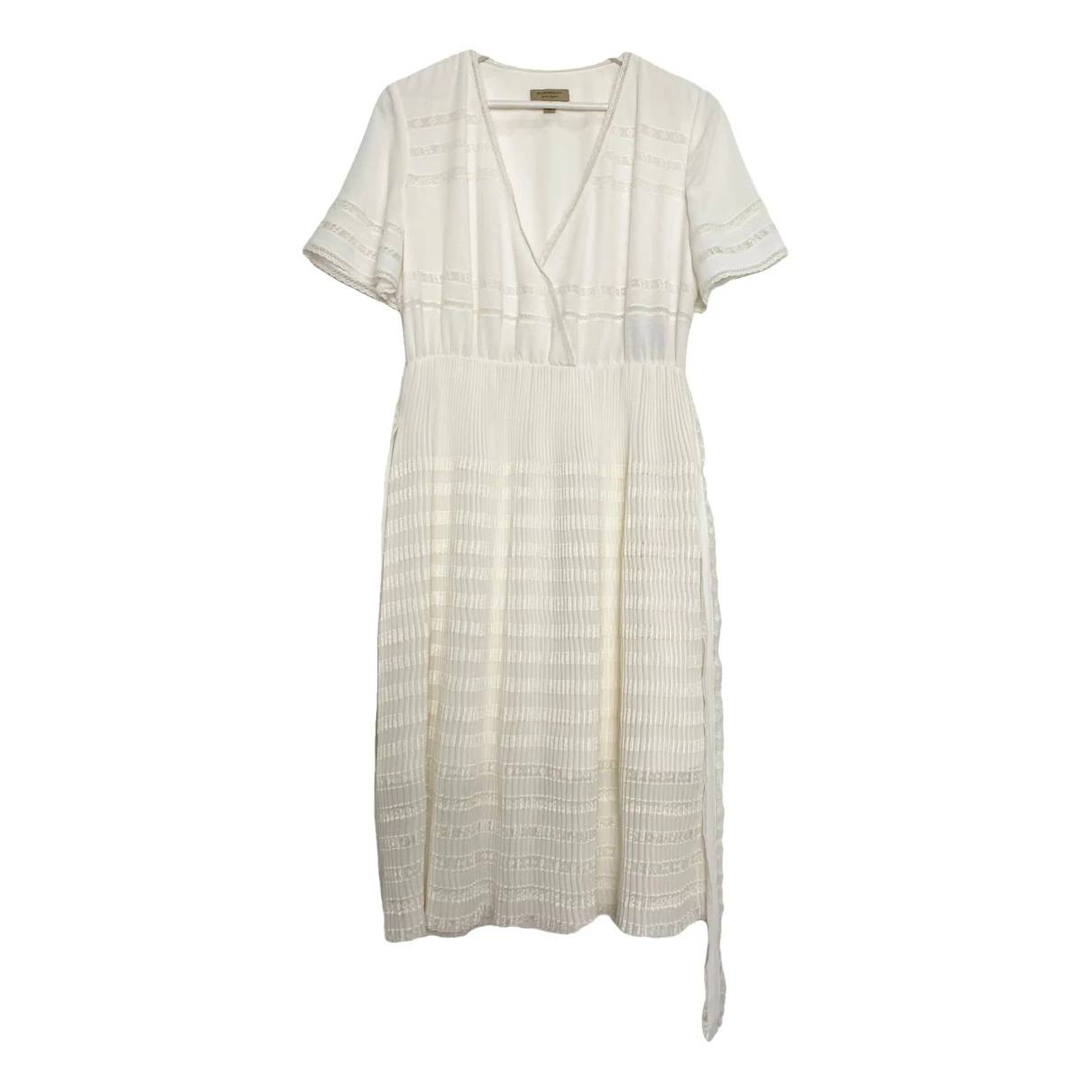 Pre-owned Burberry Silk Mid-length Dress In Beige