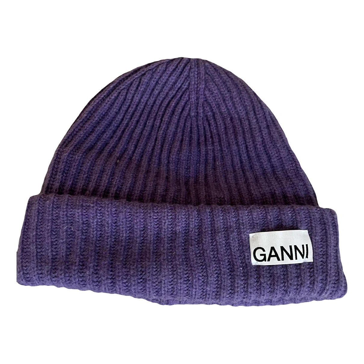 Pre-owned Ganni Wool Beanie In Purple
