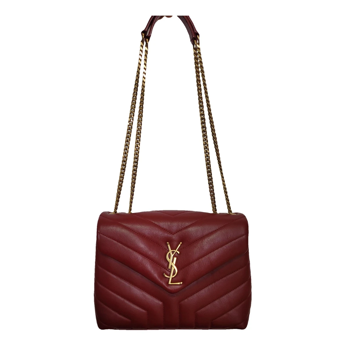 Pre-owned Saint Laurent Loulou Leather Crossbody Bag In Burgundy