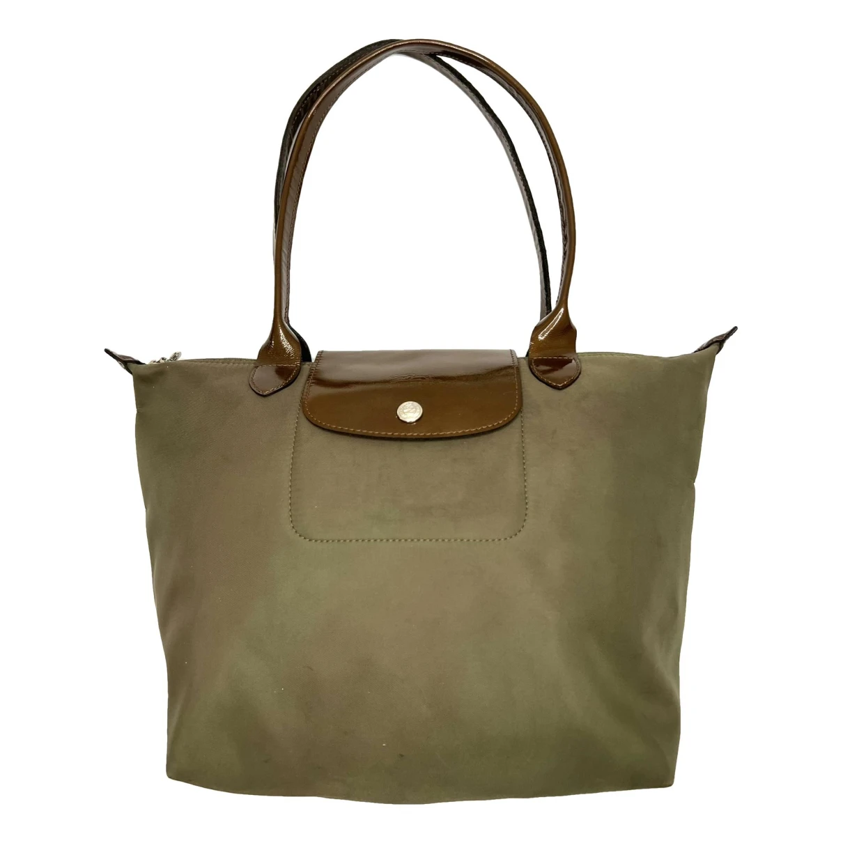 Pre-owned Longchamp Pliage Cloth Handbag In Green