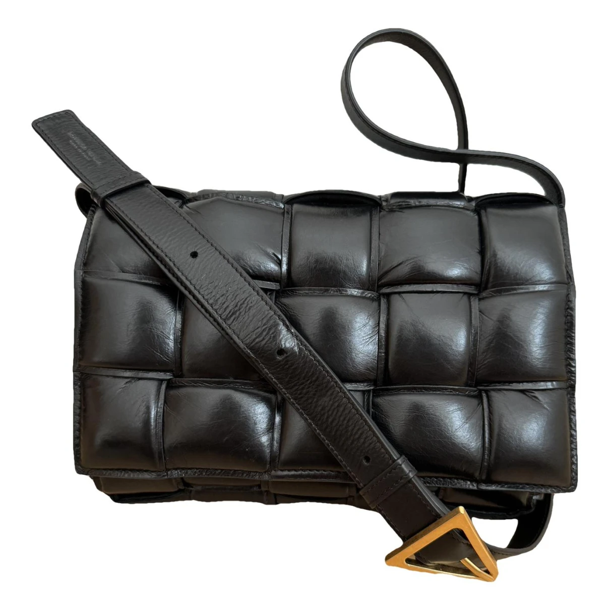 Pre-owned Bottega Veneta Cassette Padded Leather Crossbody Bag In Black