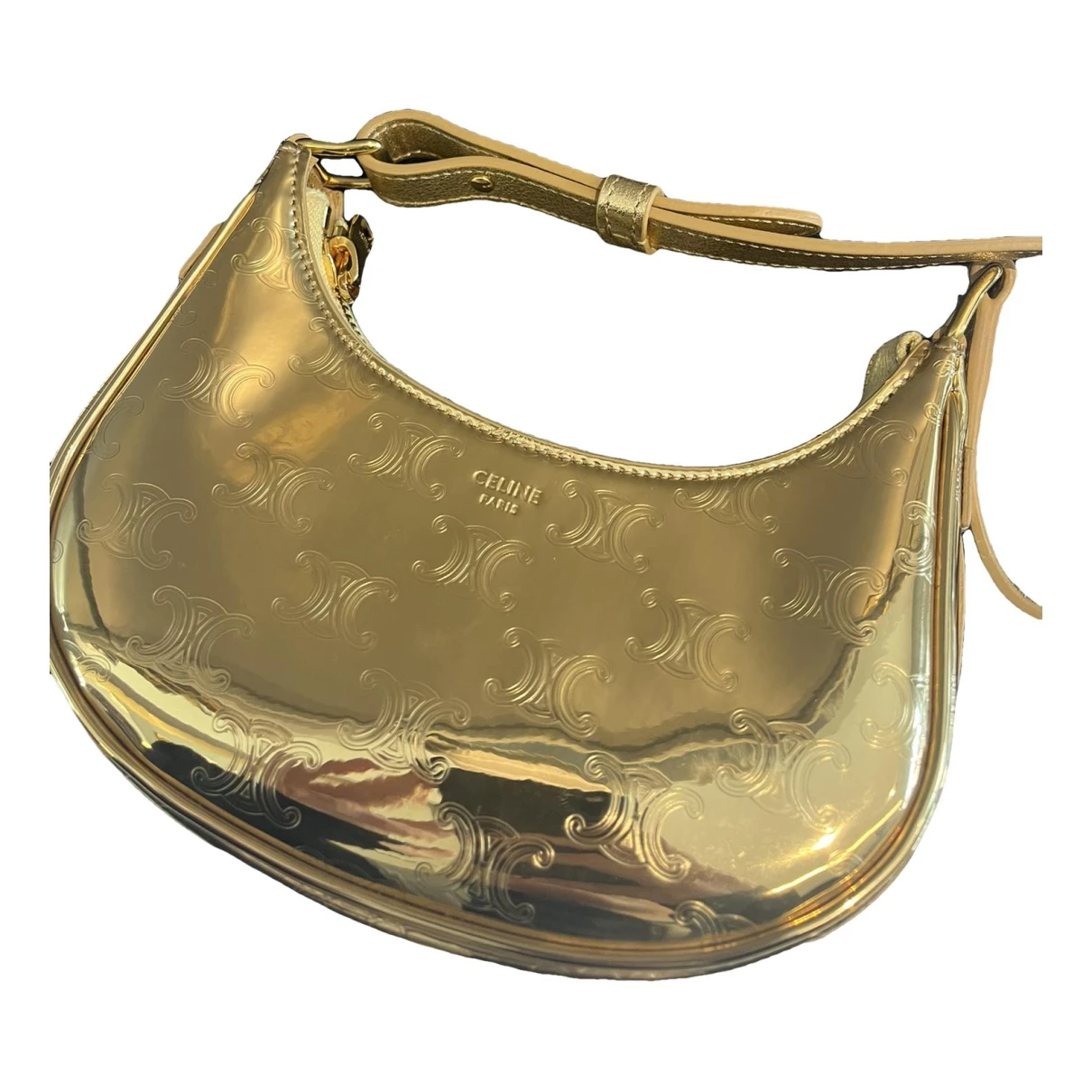 Pre-owned Celine Ava Leather Handbag In Gold