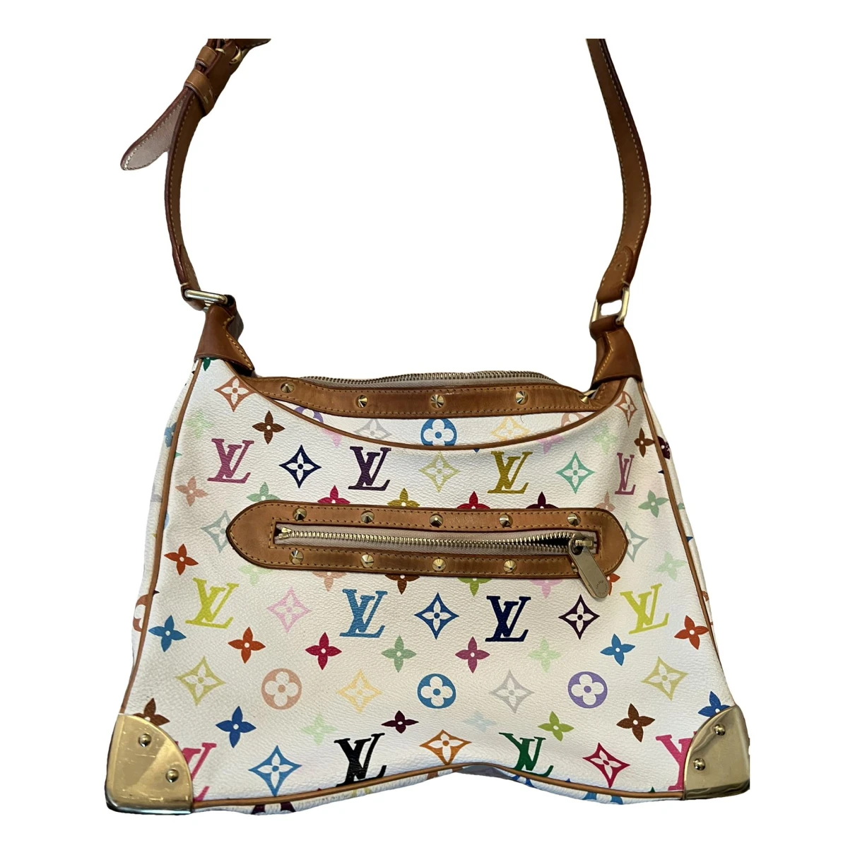 Pre-owned Louis Vuitton Boulogne Leather Crossbody Bag In White