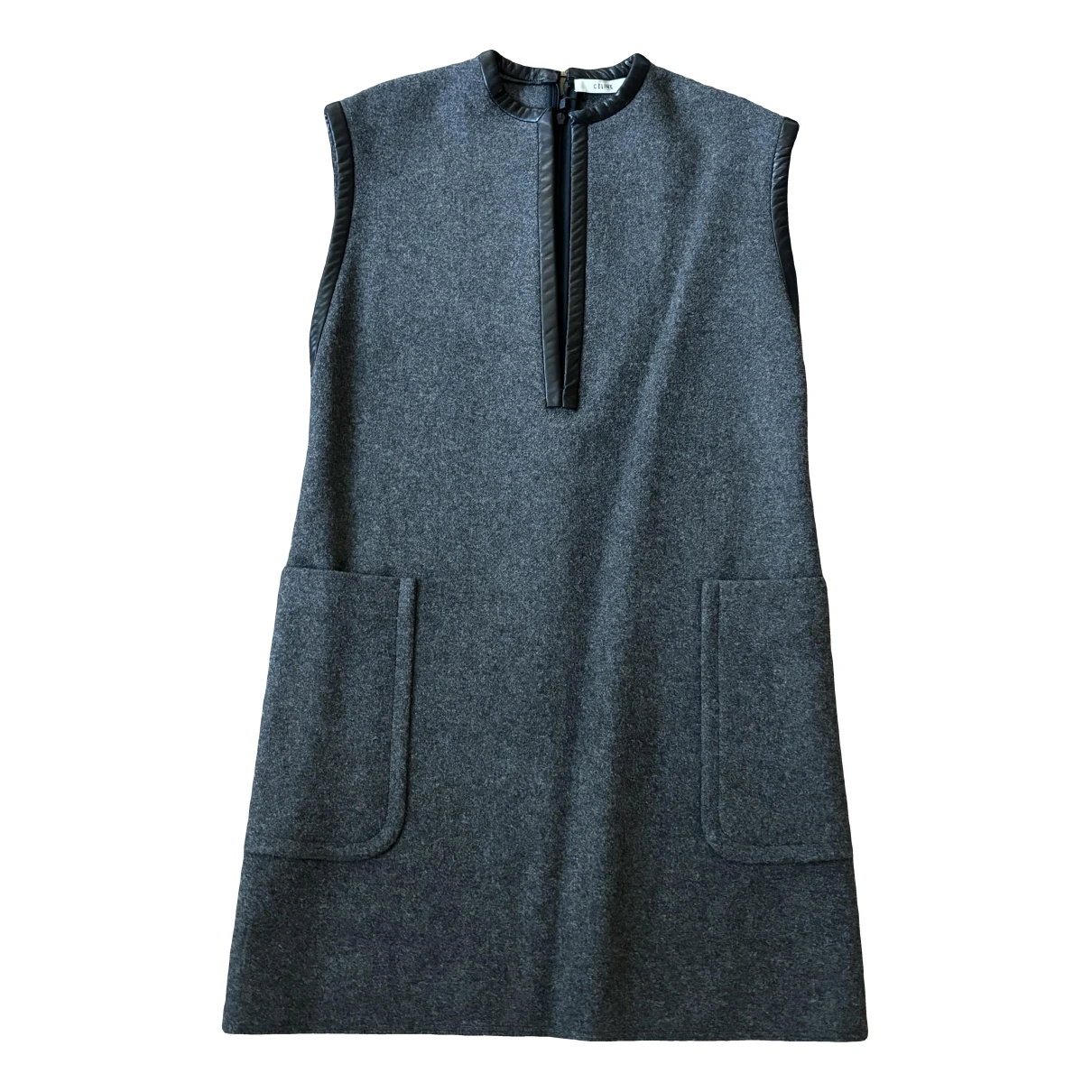 Pre-owned Celine Wool Mini Dress In Grey