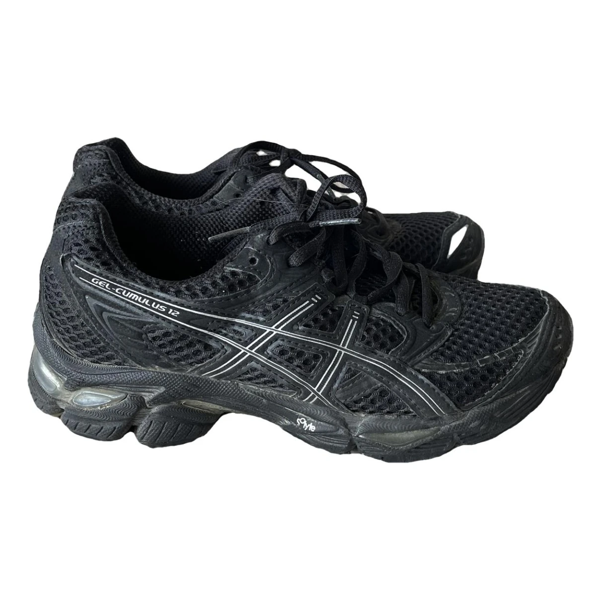 Pre-owned Asics Cloth Trainers In Black