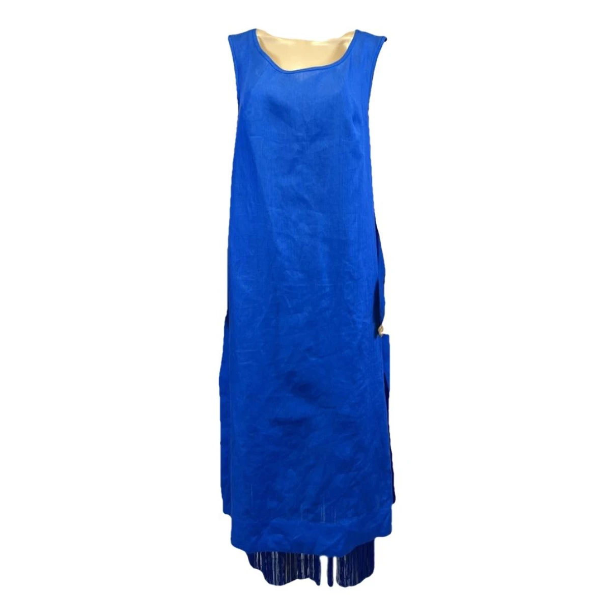 Pre-owned Marina Rinaldi Linen Mid-length Dress In Blue