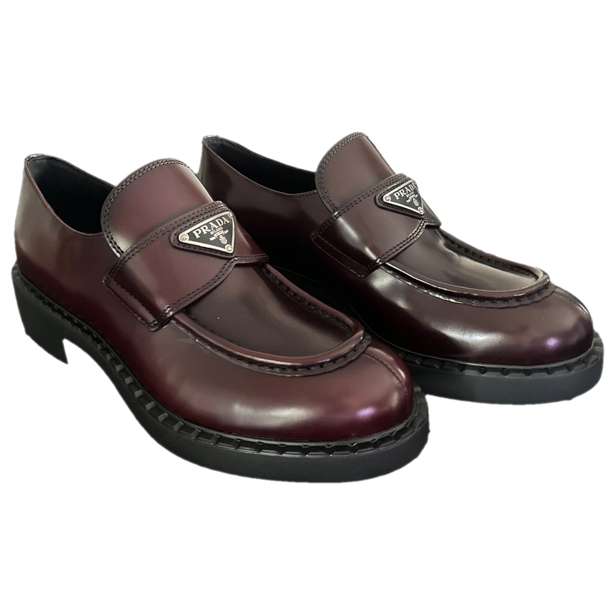 Pre-owned Prada Chocolate Leather Flats In Other