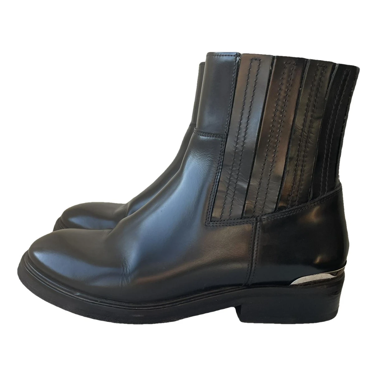 Pre-owned Acne Studios Leather Biker Boots In Black