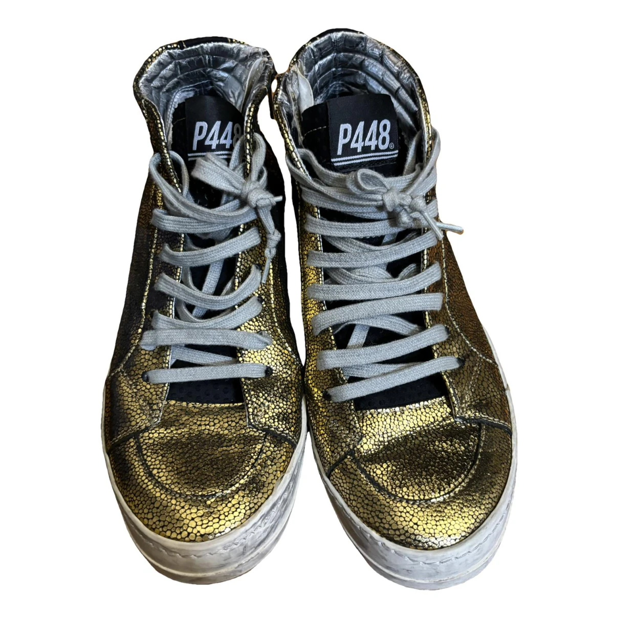 Pre-owned P448 Leather Trainers In Gold