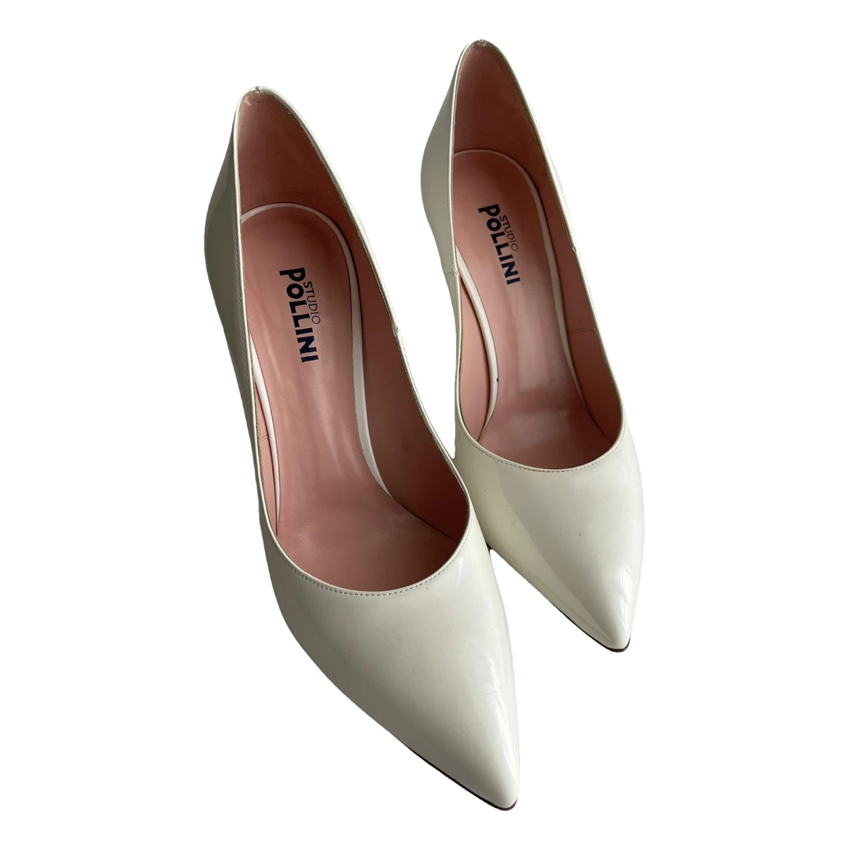 Pre-owned Pollini Patent Leather Heels In White