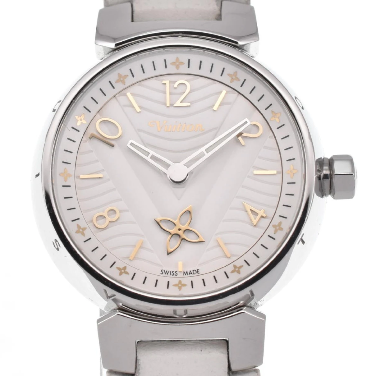 Pre-owned Louis Vuitton Tambour Watch In White
