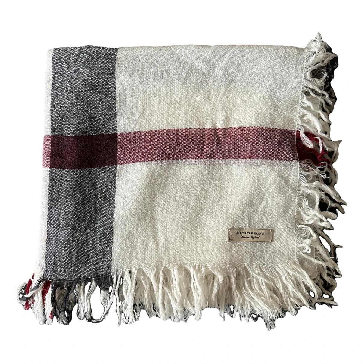 Pre-owned Burberry Wool Stole In White