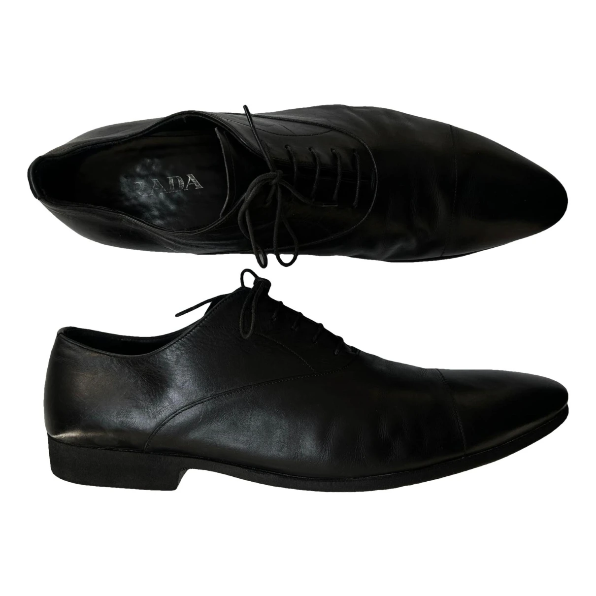 Pre-owned Prada Leather Lace Ups In Black