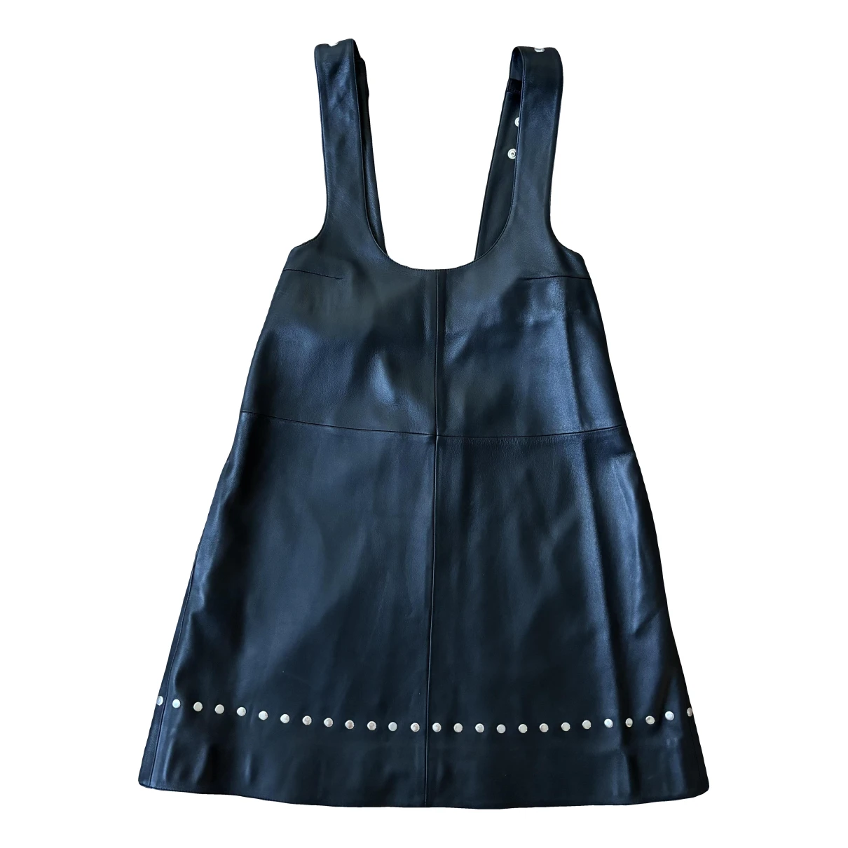 Pre-owned Alexa Chung Leather Mini Dress In Black