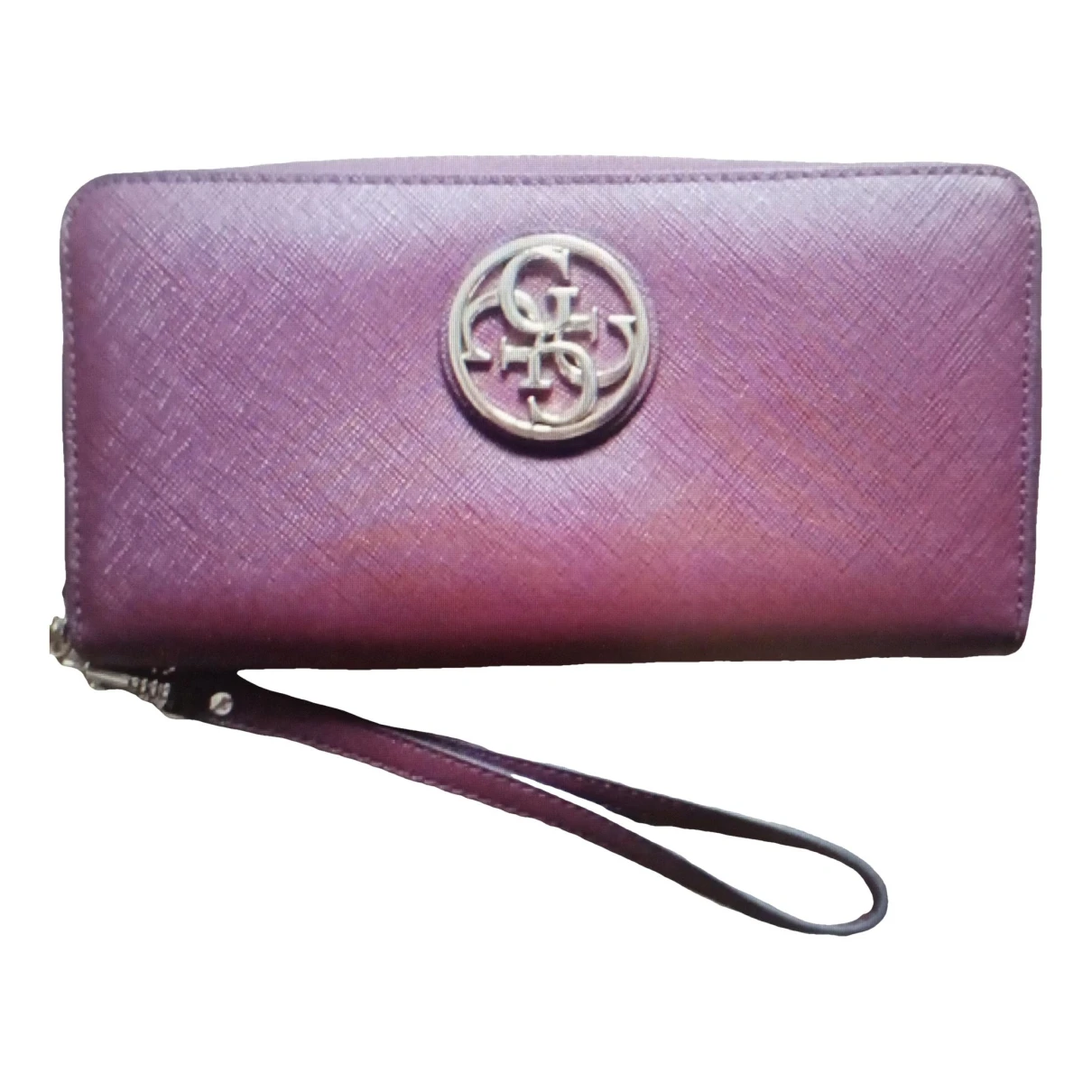 Pre-owned Guess Leather Wallet In Purple