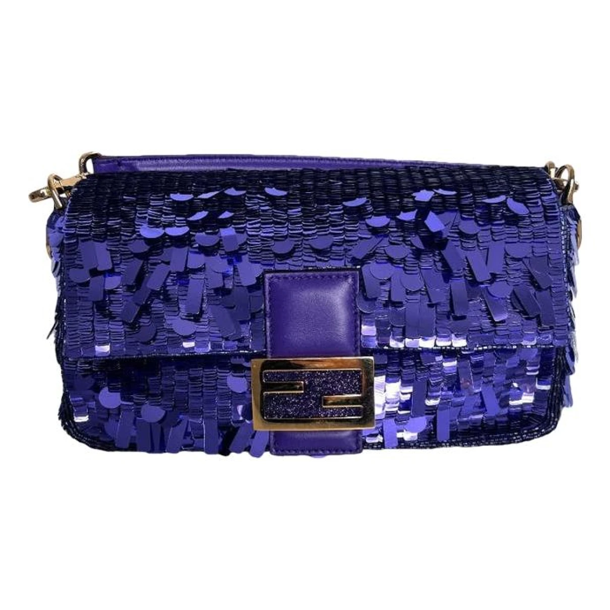 Pre-owned Fendi Baguette Glitter Handbag In Purple