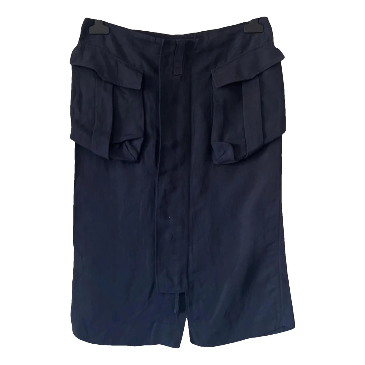 Pre-owned Jean Paul Gaultier Linen Mid-length Skirt In Navy